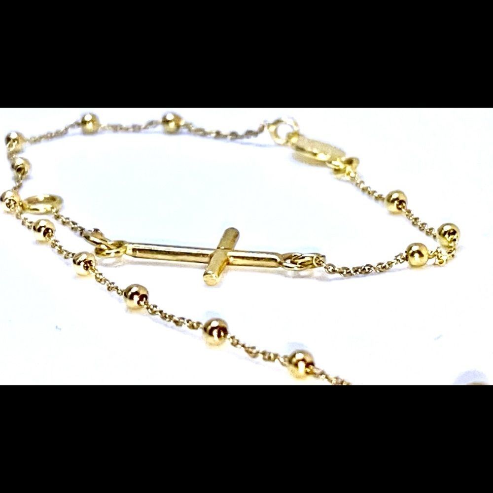 SHINE BY LEONRICH
Cross Bracelet Set in 10k Gold( 7 1/2in )